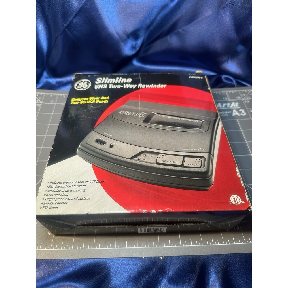 GE Slimline VHS Video Cassette Tape Rewinder VCR Two-Way Vintage RW25200
